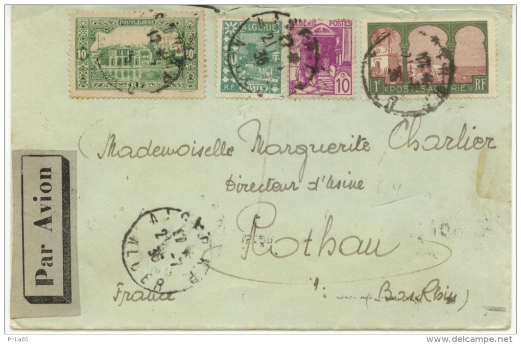 N°105+43+38+51 Sur Lettre  D'Alger  Du 21-7-36 Pour  Rotbau (Bas-Rhin) - Lettres & Documents