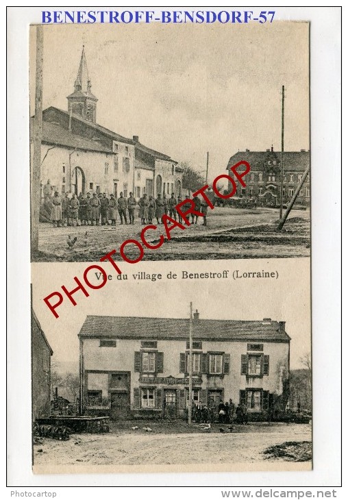 BENESTROFF-BENSDORF-Restaurant-CP Multivues-Commerce-Animation-Periode Guerre14-18-1WK-Frankreich-France-57- - Albestroff