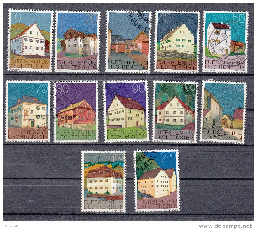 Lichtenstein 1978 Mi Nr 694 - 705  Gebouwen  Compleet - Oblitérés