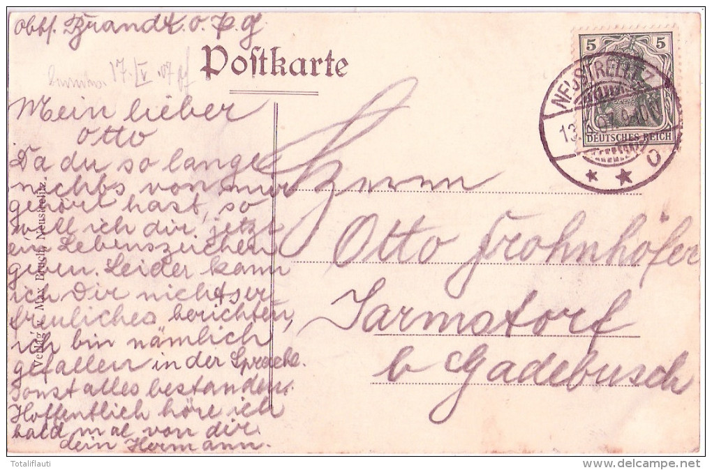 NEUSTRELITZ Offizier Casino 13.3.1907 Gelaufen Fast TOP-Erhaltung - Neustrelitz