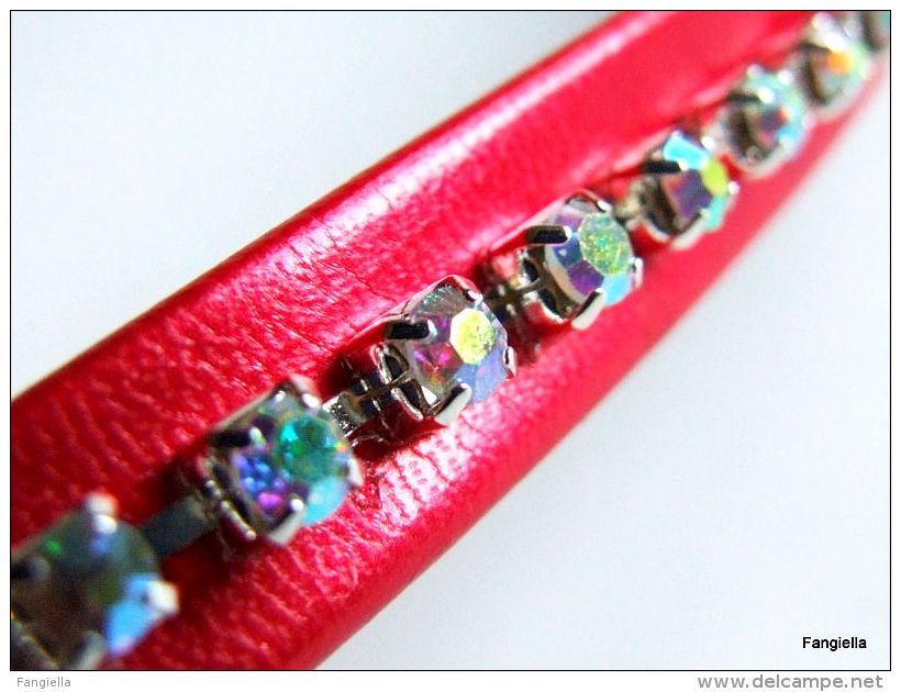 Parure Headband Et Bracelet Strass Cristal AB Sur Simili-cuir Rouge   Un Bel Ensemble à Petit Prix Pour Briller...  Le B - Otros & Sin Clasificación