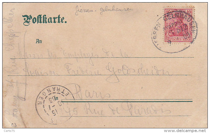 Allemagne - Büdingen - Jerusalemer Thor - Précurseur Postmarked Giessen Gelnhausen 1903 - Wetterau - Kreis