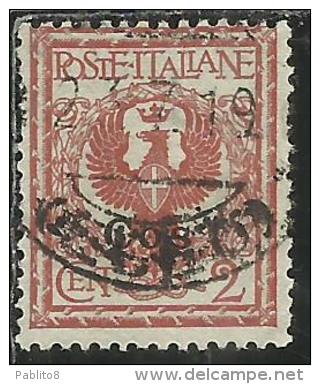 COLONIE ITALIANE EGEO 1912 COO COS SOPRASTAMPATO D´ITALIA ITALY OVERPRINTED CENT. 2 USATO USED OBLITERE´ - Aegean (Coo)