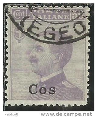 COLONIE ITALIANE EGEO 1912 COO COS SOPRASTAMPATO D´ITALIA ITALY OVERPRINTED CENT. 50 USATO USED OBLITERE´ - Aegean (Coo)