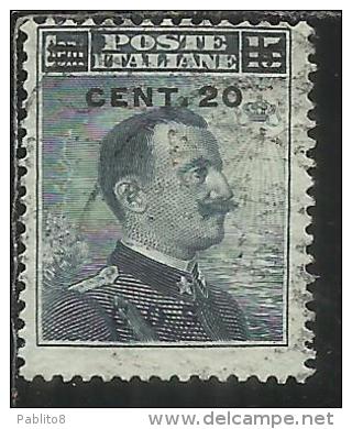 COLONIE ITALIANE EGEO 1916 COO COS SOPRASTAMPATO D´ITALIA ITALY SURCHARGED CENT. 20 SU 15 C. USATO USED OBLITERE´ - Aegean (Coo)