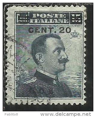 COLONIE ITALIANE EGEO 1916 COO COS SOPRASTAMPATO D´ITALIA ITALY SURCHARGED CENT. 20 SU 15 C. USATO USED OBLITERE´ - Aegean (Coo)