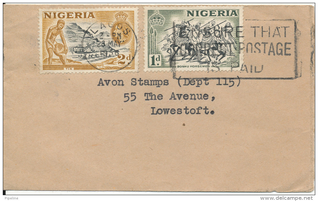 Nigeria Cover Sent To England 28-5-1956 - Nigeria (...-1960)