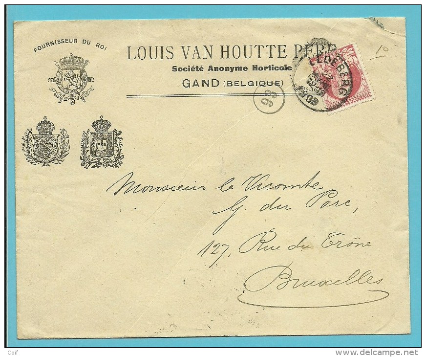 74 Op Brief Met Stempel LEDEBERG, Met Firmaperforatie (perfin) "H V " Van LOUIS VAN HOUTTE PERE / GAND - 1863-09