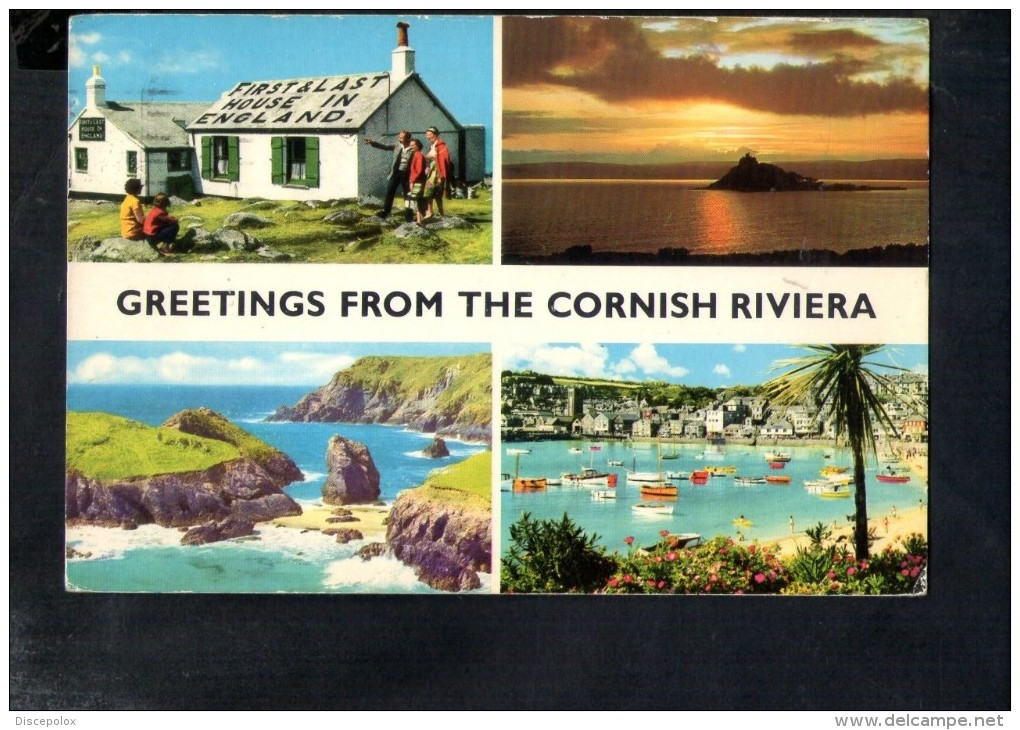 F2903 Greetings From The Cornish Riviera - Multiview: First E Last House In England - Used 1973 - Land's End