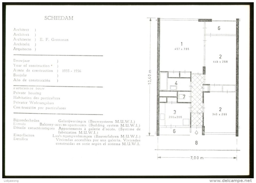 SCHIEDAM PRIVATE HOUSING POSTCARD 1955 - Schiedam