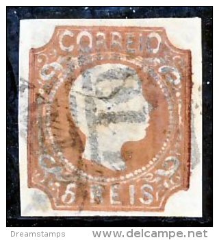 !										■■■■■ds■■ Portugal 1856 AF#10 ø K.Pedro Curled Hair 5 Réis VARIETY TYPE IX (x5216) - Used Stamps