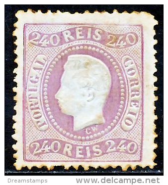 !										■■■■■ds■■ Portugal 1867 AF#35(*) Curved Label Perforated 240 Réis (x5470) - Ongebruikt