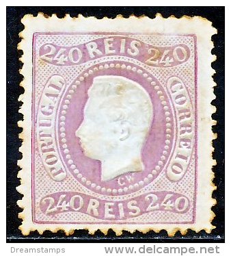 !										■■■■■ds■■ Portugal 1867 AF#35(*) Curved Label Perforated 240 Réis (x5470) - Neufs