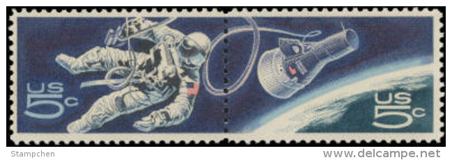 1967 USA Space Achievement Stamps Sc#1331-2 #1332b Earth Astronaut - United States