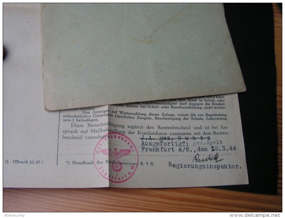 == DR Cv. Gebühr Bezahlt  Frankfurt 1944  Ablösung Reich - Briefe U. Dokumente