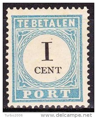 1881-1887 Portzegels Lichtblauw / Zwart Cijfer : 1 Cent NVPH  P 3 A III Ongestempeld - Strafportzegels