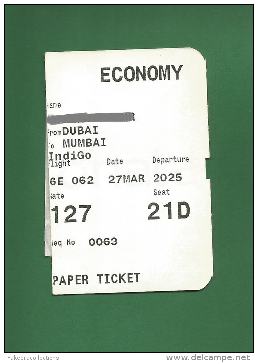 IndiGo 6E - Boarding Pass With Baggage Claim - Dubai To Mumbai - As Scan - Boarding Passes