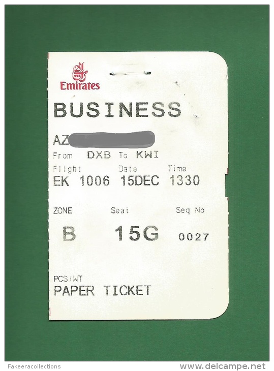 Emirates EK - Special Boarding Pass  Used During Trial Opening Of  Terminal 3 At Dubai Airport -  As Scan - Tarjetas De Embarque