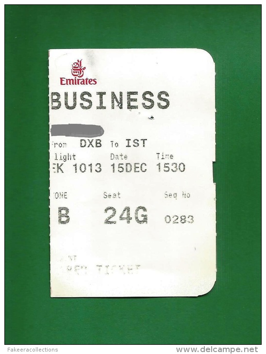 Emirates EK - Special Boarding Pass  Used During Trial Opening Of  Terminal 3 At Dubai Airport -  As Scan - Instapkaart