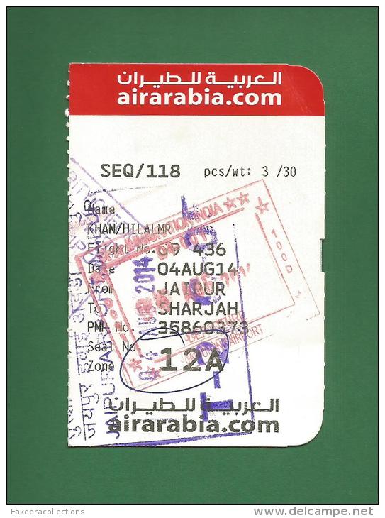 Air Arabia G9 - Boarding Pass - Jaipur To Sharjah -  As Scan - Carte D'imbarco