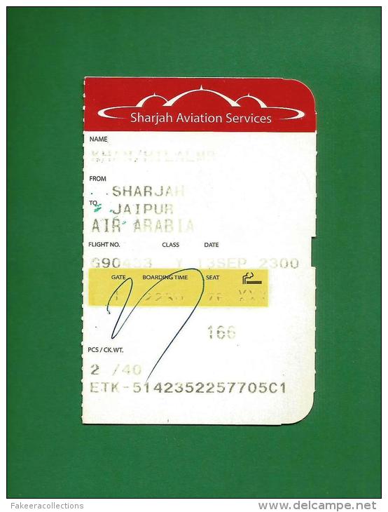 Air Arabia G9 - Boarding Pass - Sharjah To Jaipur -  As Scan - Tarjetas De Embarque