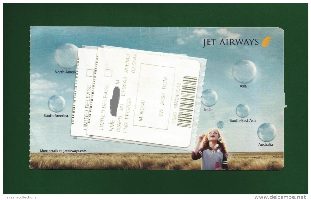 Jet Konnect  9W- Boarding Pass With Baggage Claim -  As Scan - Carte D'imbarco