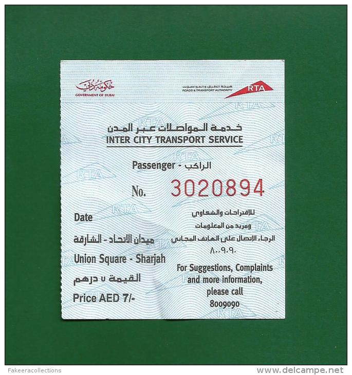 UAE / EMIRATES ARABES 2012 - Dubai To Sharjah Used Bus Ticket  -  As Scan * Rare * - Mundo