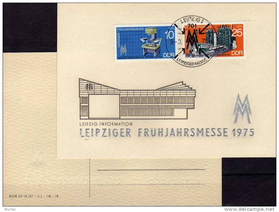 Souvenir Messe Frühjahr 1975 DDR 2023/4 Auf Gedenkblatt SST 5€ Kamera SKET Zementwerk Leipzig Fair Card Of Germany - Marchés