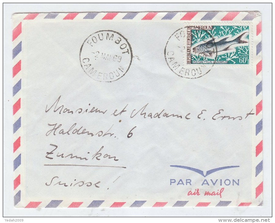 Cameroon/Switzerland AIRMAIL COVER FISH 1969 - Fische