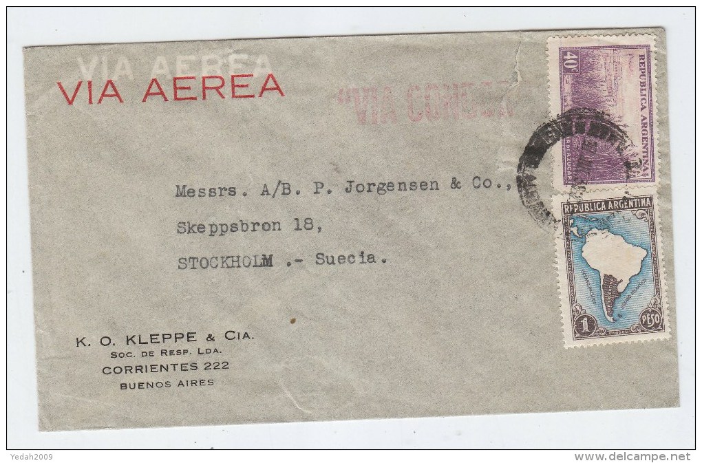 Argentina/Sweden AIRMAIL CONDOR COVER 1938 - Luchtpost