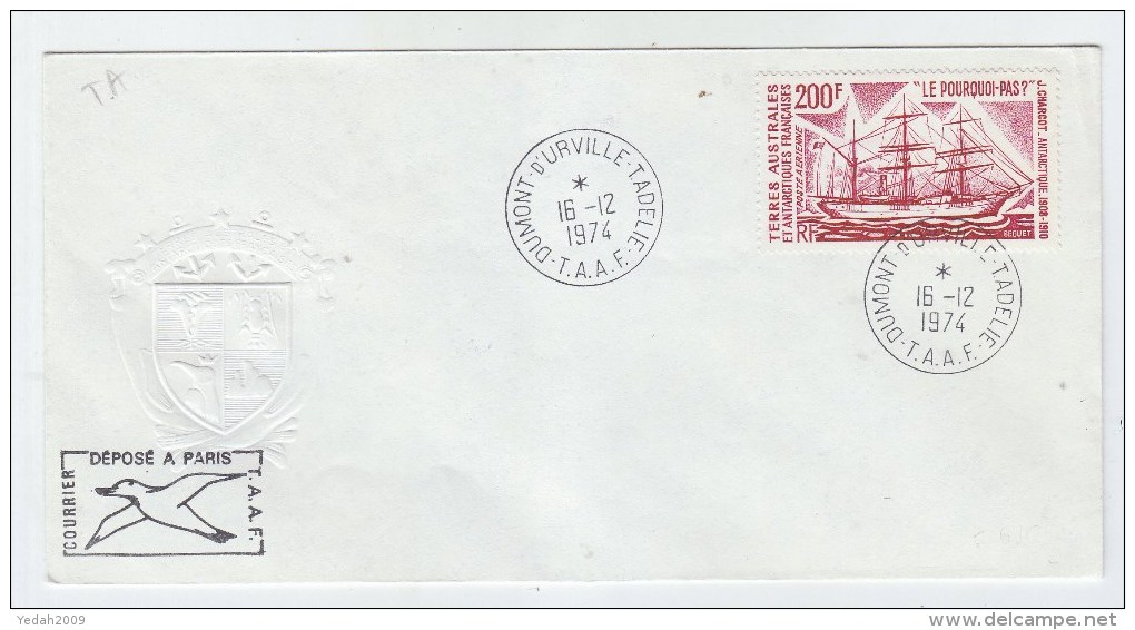 TAAF FDC FIRST DAY COVER 1974 - FDC