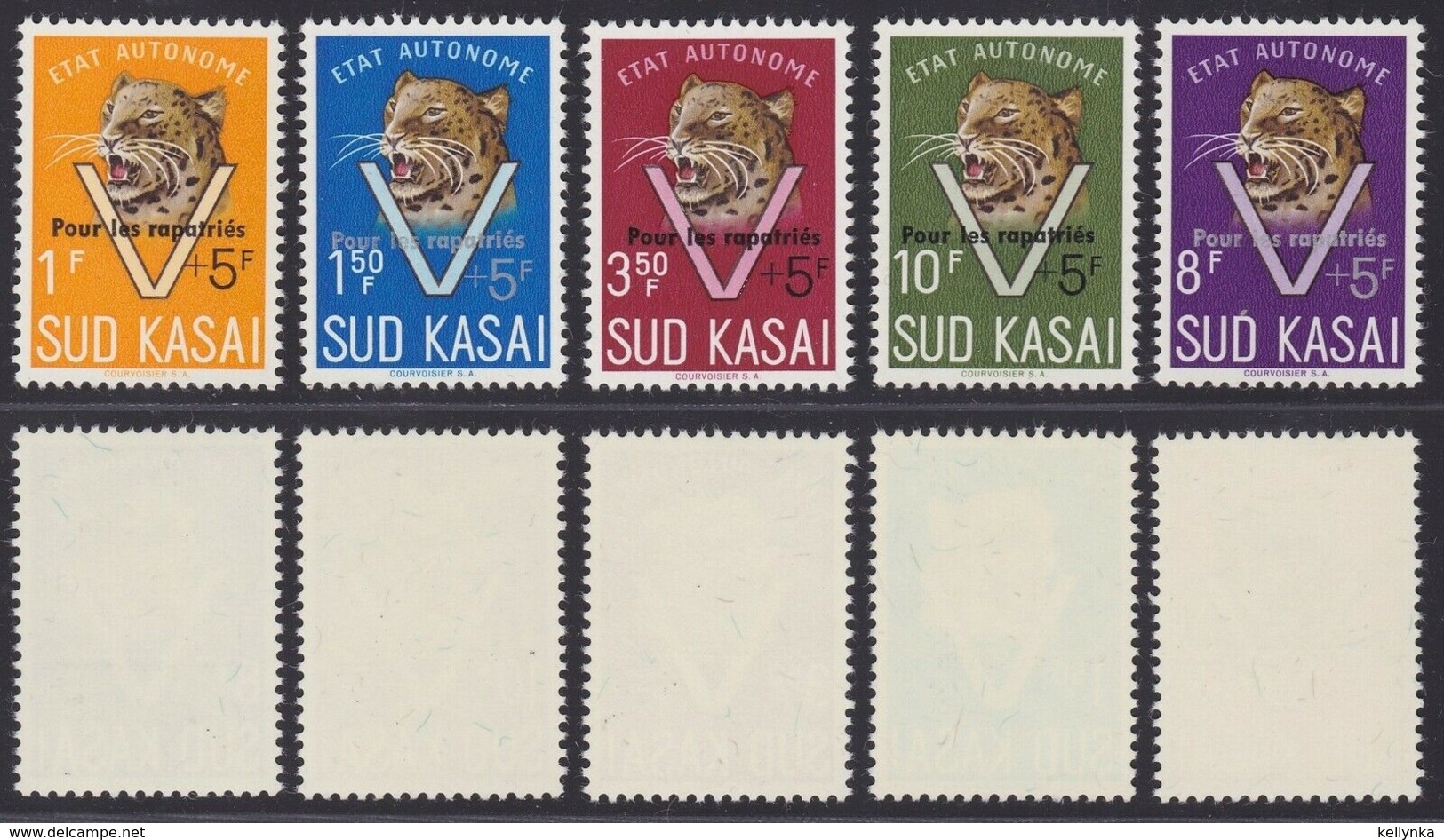 Sud Kasai - 20C/24C - Léopards - Surcharge "Pour Les Rapatriés" - 1961 - MNH - Sur Kasai