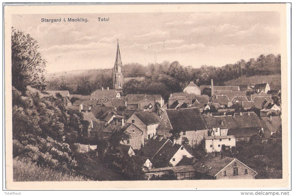 Burg Stargard Mecklenburg Total Ansicht Zur Kirche 11.5.1928 Gelaufen - Neubrandenburg