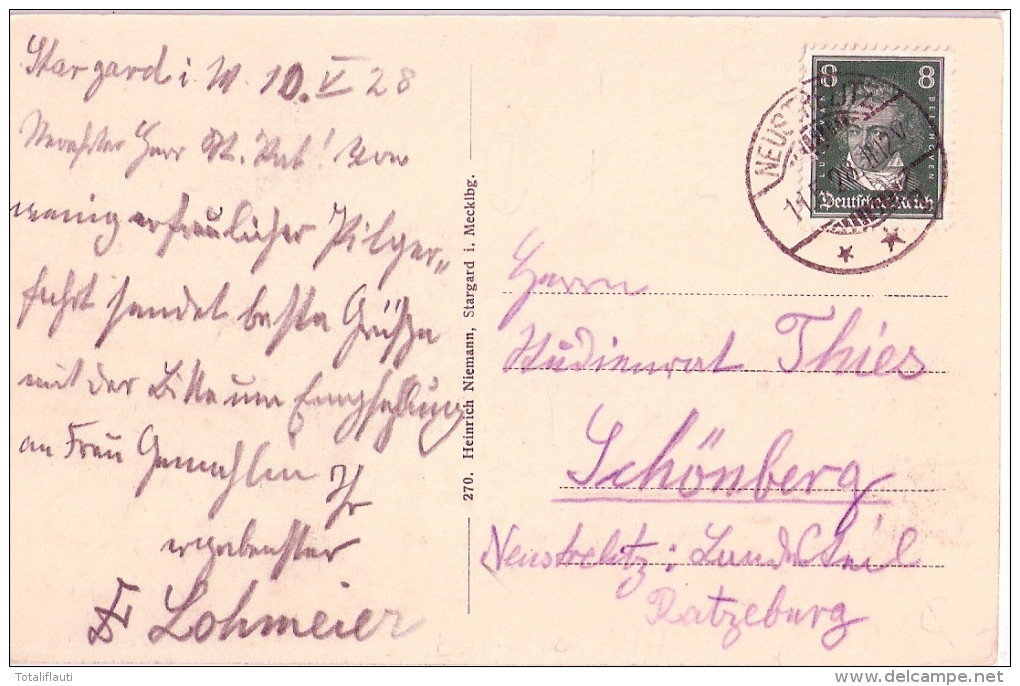 Burg Stargard Mecklenburg Total Ansicht Zur Kirche 11.5.1928 Gelaufen - Neubrandenburg