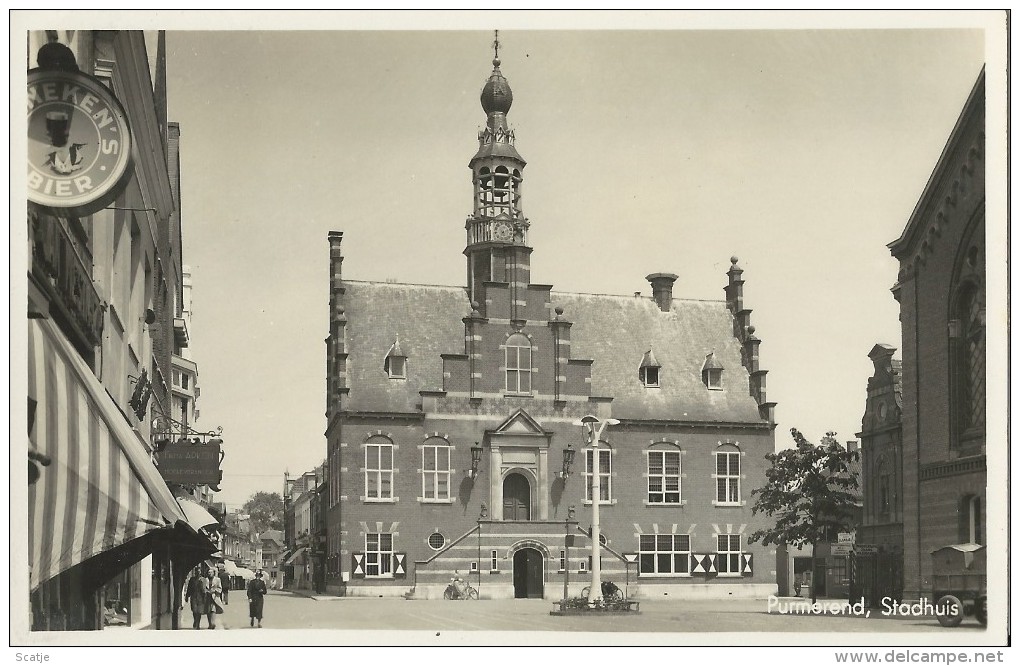 Purmerend.  -  Stadhuis  -  Reklame:  Heineken's Bier;  FOTOKAART  1941  Naar Zandvoort - Purmerend