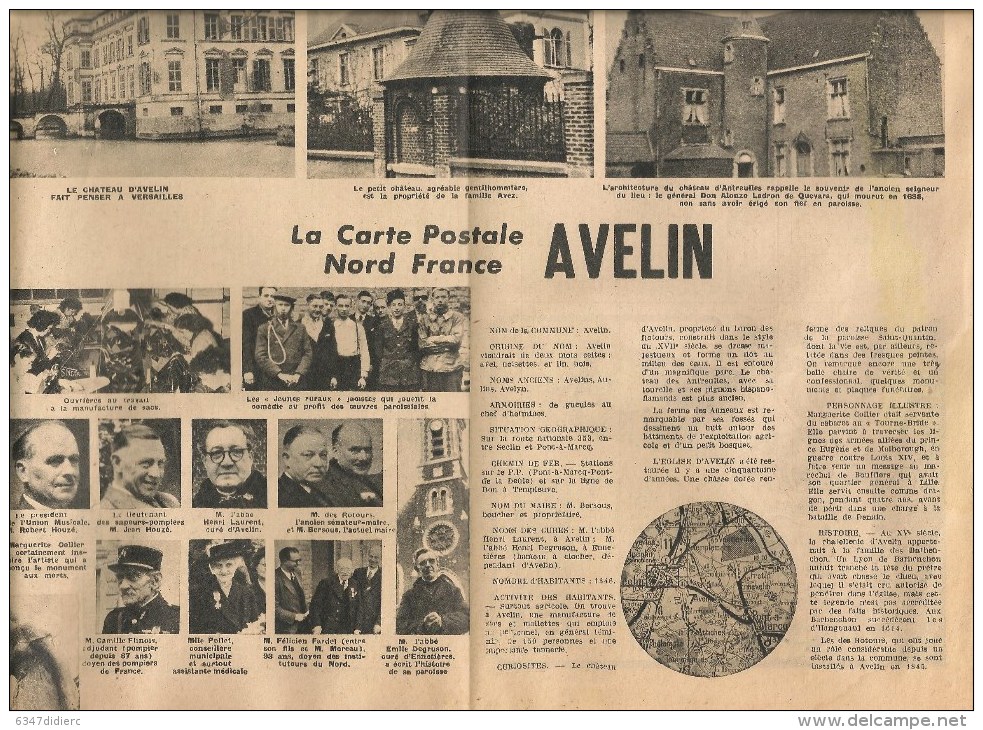 HISTOIRE D  AVELIN  UNE PAGE DE LA REVUE NORD FRANCE ENTRE 1949 ET 1952. - Documents Historiques