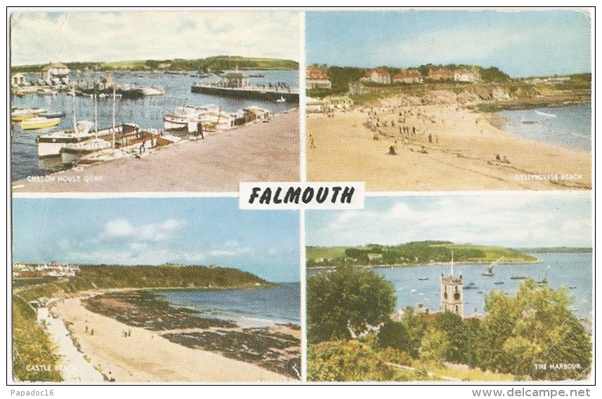 GB - Co - Falmouth  - Multiview : Custom Hause Quay, Harbour, Castle, Beach - "Salmon" Series "cameracolour" N° 1211c - Falmouth