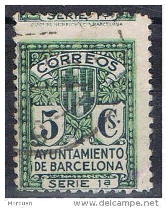 Sello BARCELONA  Recargo Exposicion , Variedad Salto Peine, Num 9 º - Barcellona