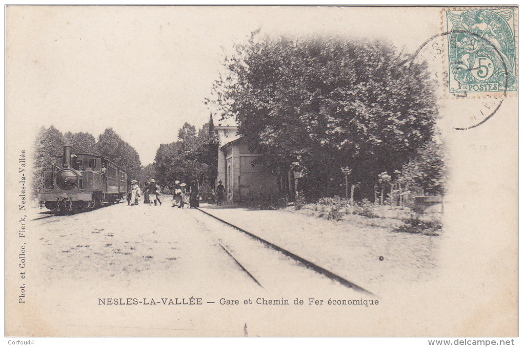 NESLES La VALLEE : La Gare Et Le Chemin De Fer Economique - Tramway à Vapeur - Rare - Nesles-la-Vallée