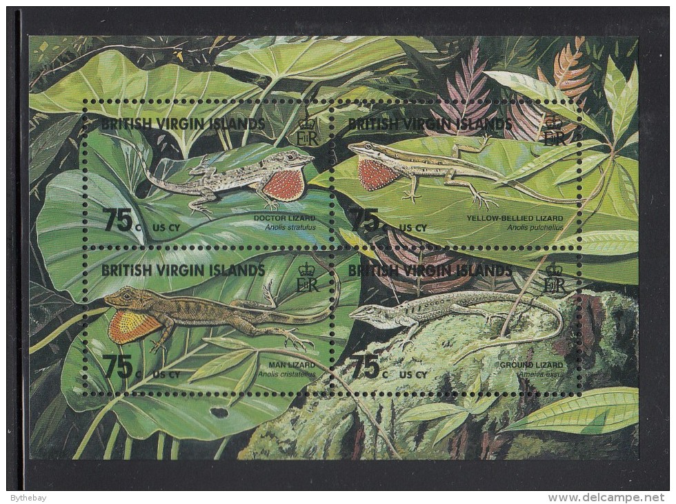 British Virgin Islands MNH Scott #907 Sheet Of 4 75c Lizards - Doctor, Yellow-bellied, Man, Ground - Iles Vièrges Britanniques