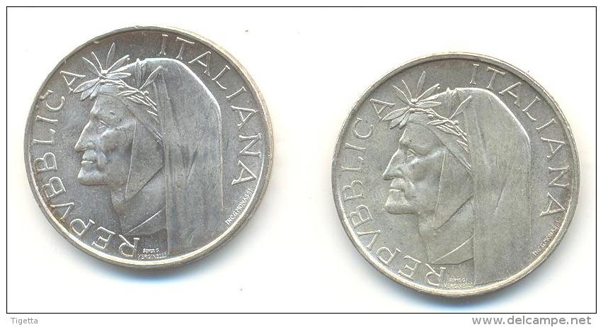 ITALIA REPUBBLICA  COPPIA DI 500 LIRE COMMEMORATIVA  7° CENTENARIO NASCITA DI DANTE ANNO 1965 ARGENTO - Herdenking