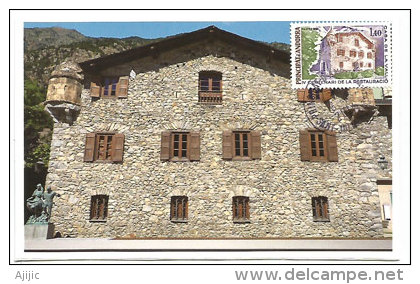 La Casa De La Vall (La Maison Des Vallées) Conseil Général D'Andorre. Une Carte-maximum - Cartas Máxima