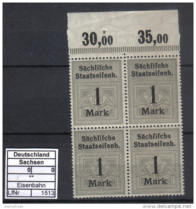 Kgl. Sächsische Staatseisenbahn ** Viererblock Bogenrand - Saxony