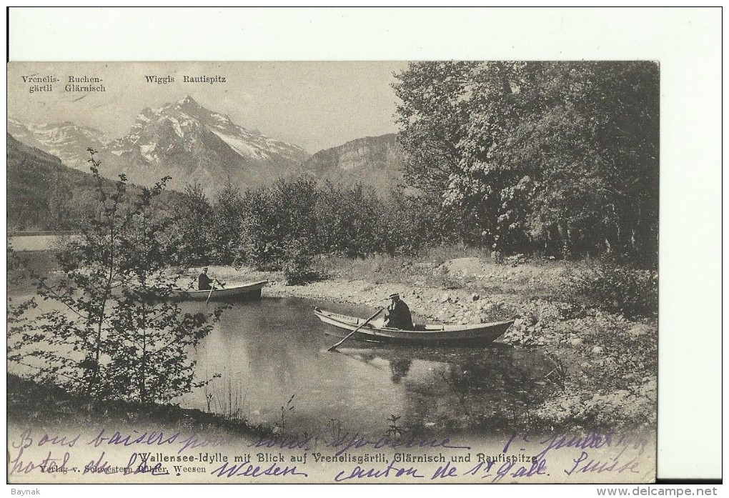 SG86  --  WALLENSEE - IDYLLE MIT BLICK AUF VRENELISGARTLI, GLARNISCH UND RAUTISPITZE  --  1908 - Other & Unclassified