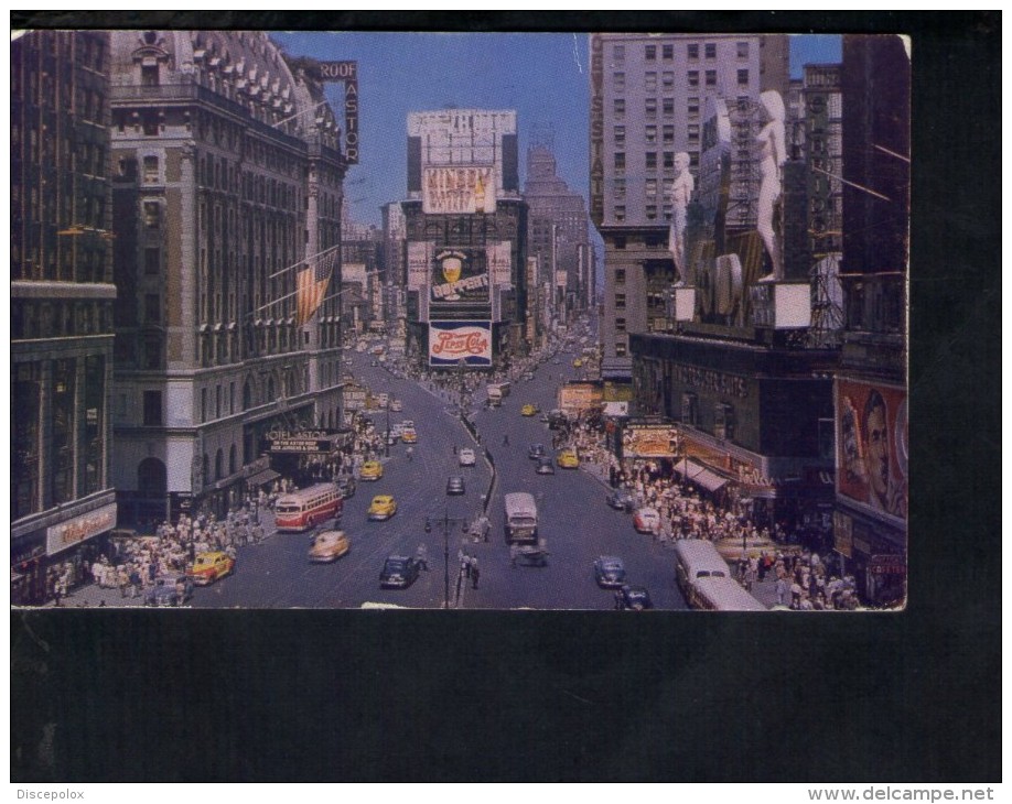 F2951 Times Square - New York City USA- Auto Cars Voitures - Bus Autobus - Old Small Postcard 1953 - Time Square