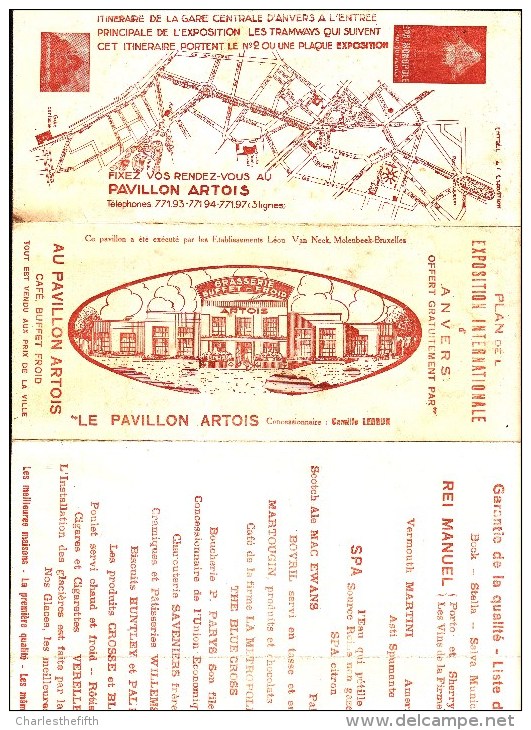 PLAN DE L'EXPOSITION D'ANVERS 1930 - PAVILLON DE LA BRASSERIE * ARTOIS ( Stella ) * - TRES RARE - Autres & Non Classés