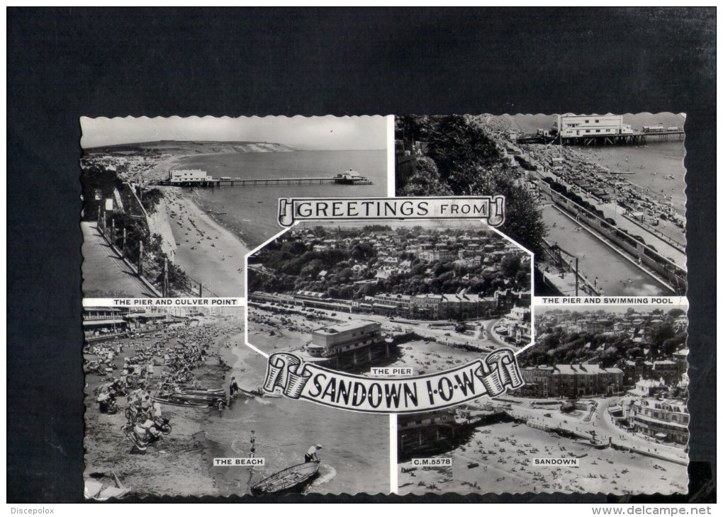 F2970 Greetings From   Sandown IOW Multiview: The Pier And Culver Point, The Beach, Swimming Pool - Sandown