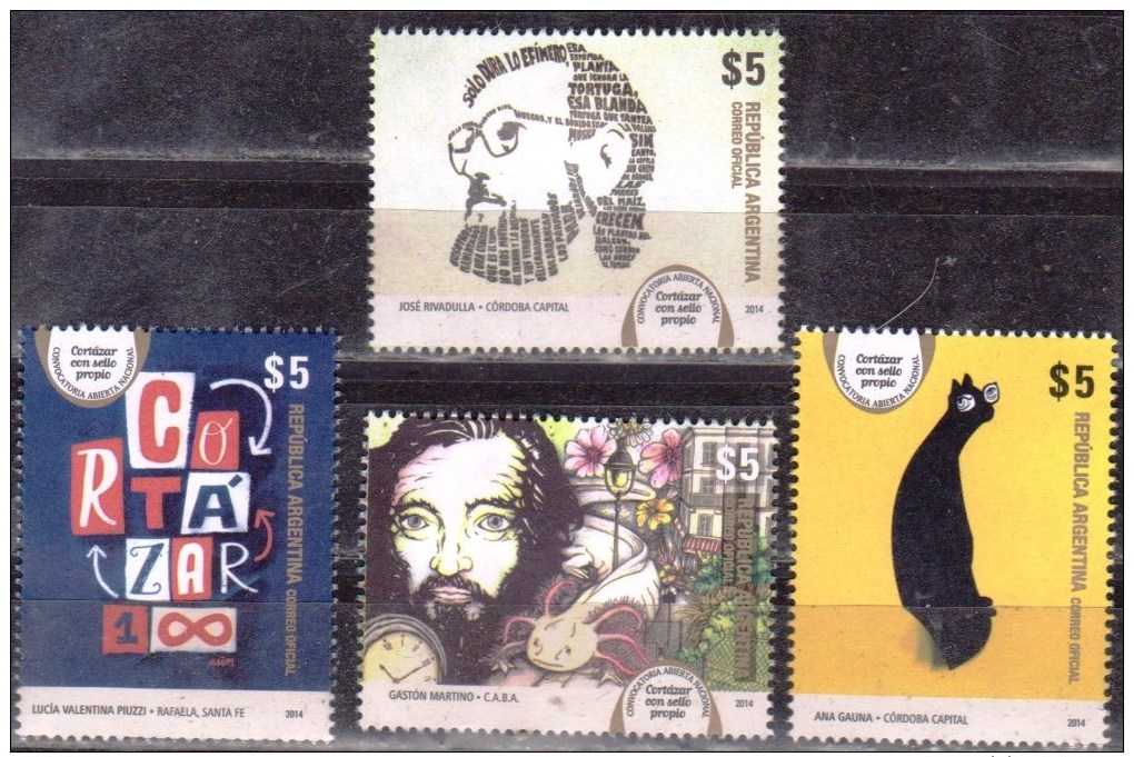 ! ARGENTINE / ARGENTINA: The Writer / L´ecrivain Julio Cortazar (2014) MNH / Neufs *** - Domestic Cats