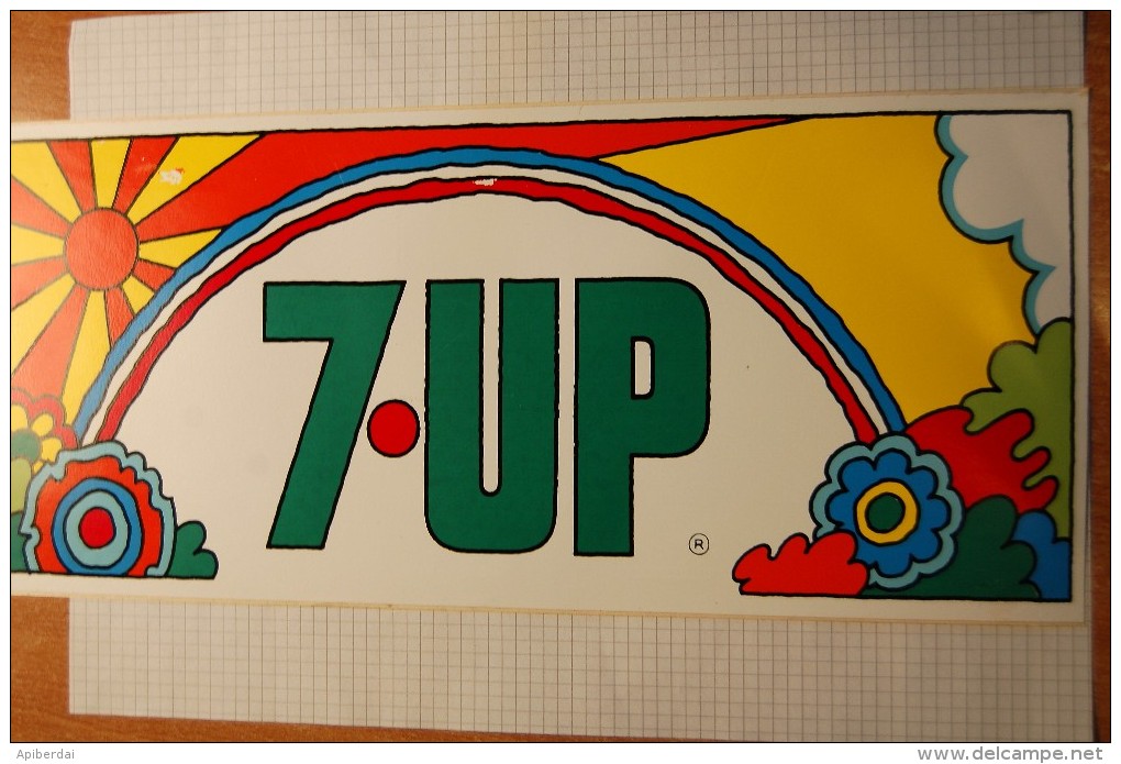 Vintage 1960/1970's Soda 7UP Banner Decal Sticker - Autocollants