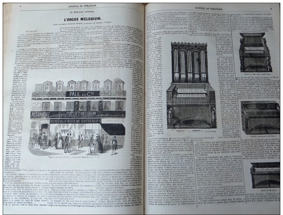 JOURNAL DU DIMANCHE1847N°16: PARIS HOTEL DE VILLE/MAGASIN ORGUES MELODIUM BD BONNE-NOUVELLE/CHIROMANCI E ET CARNAVAL - 1800 - 1849